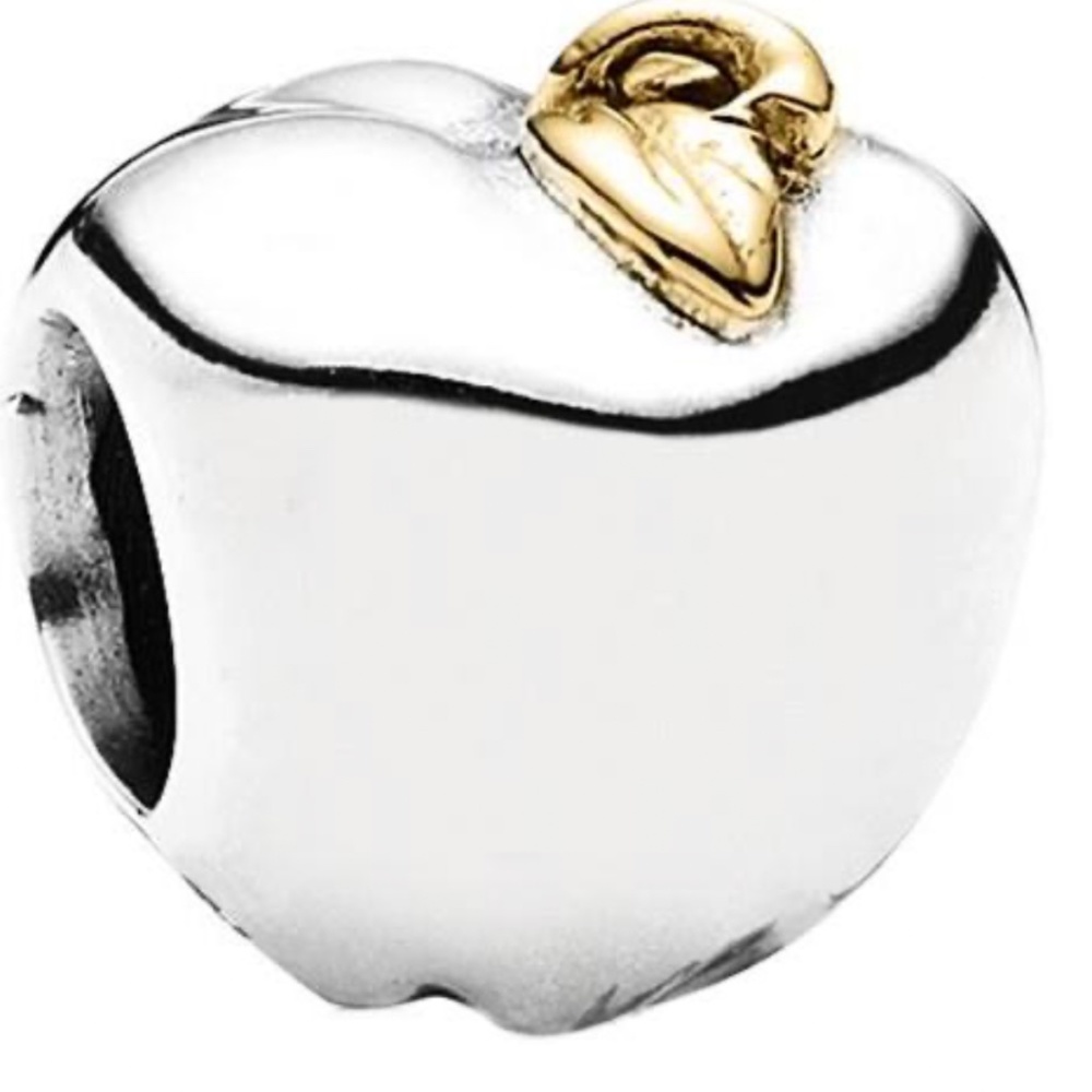 Authentic Pandora 14kt Gold 925 ALE Silver Apple Charm 791026